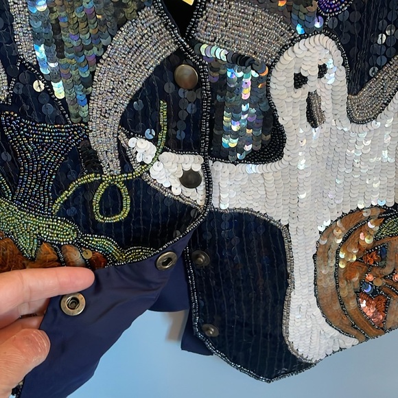 The Quacker factory vintage 90s Halloween sequin vest ghosts pumpkins size M NWT - Picture 11 of 11